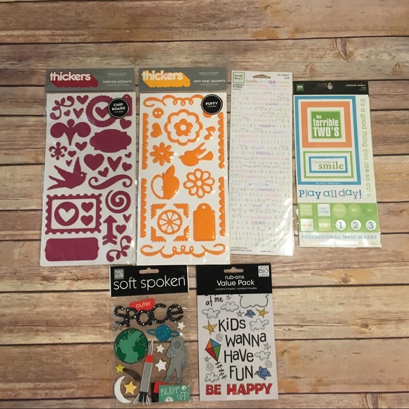 Other - 🎈6 Packs of Stickers, Rub-Ons, Chipboard Stickers